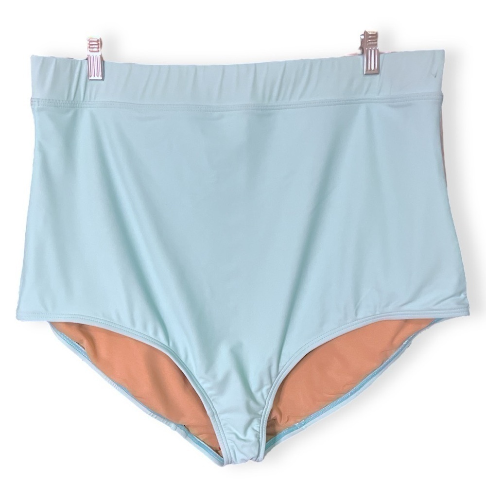 Plus Size Cacique High-Waist Bikini Bottoms in Powder Blue NWT